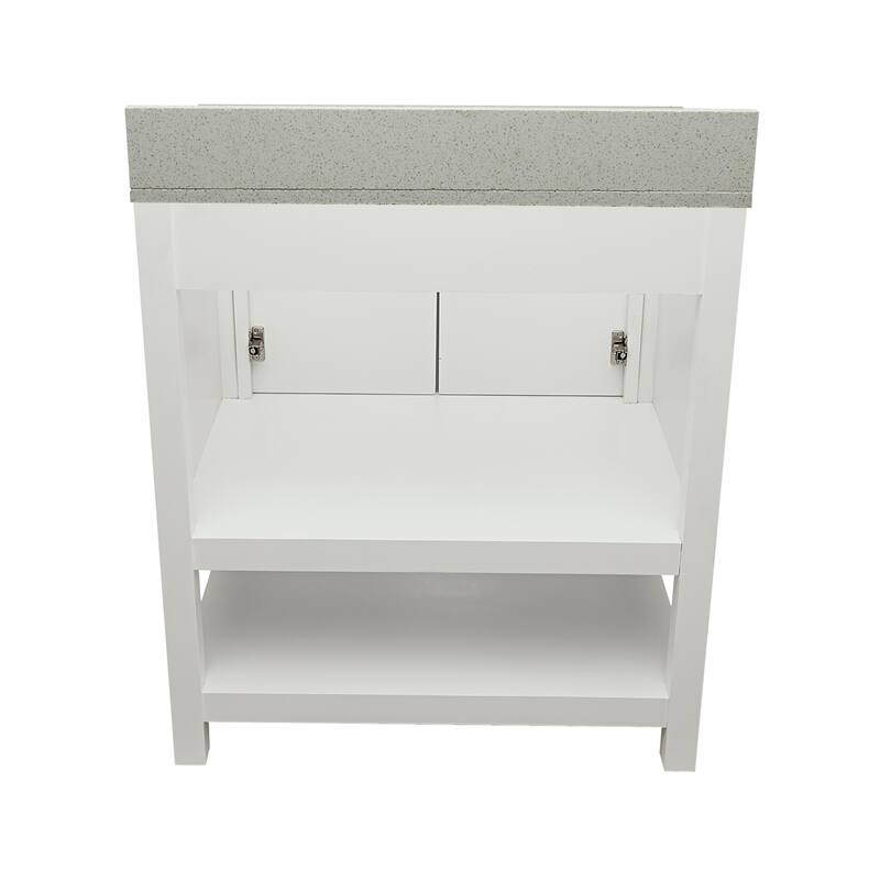 Taos 31" Bathroom Vanity with Cultured Marble Vanity Top Sink in White with White Basin