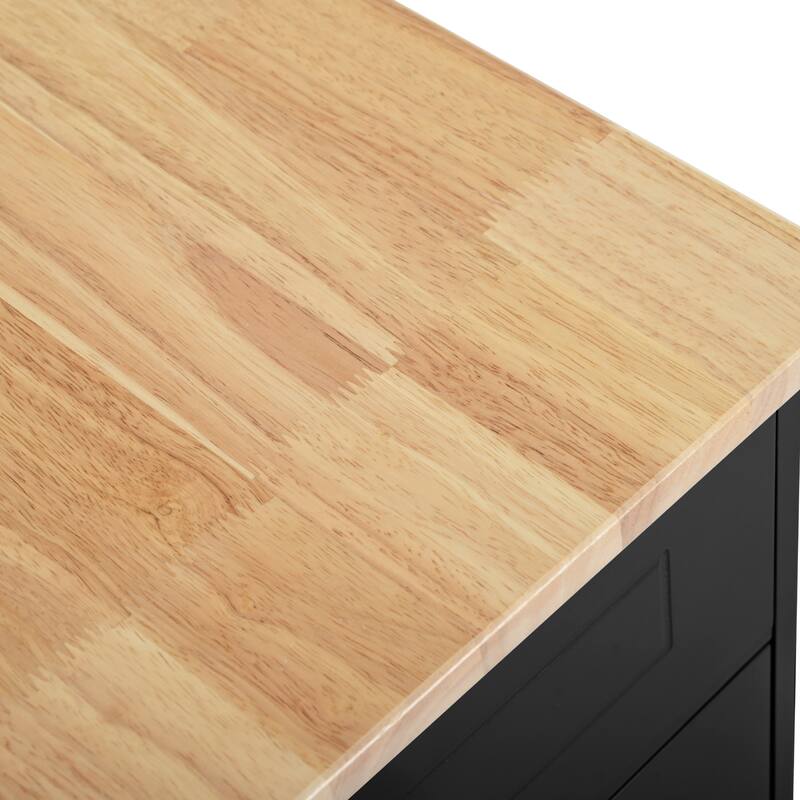 Kitchen Island with 3 Drawer and 3 Open Side Racks