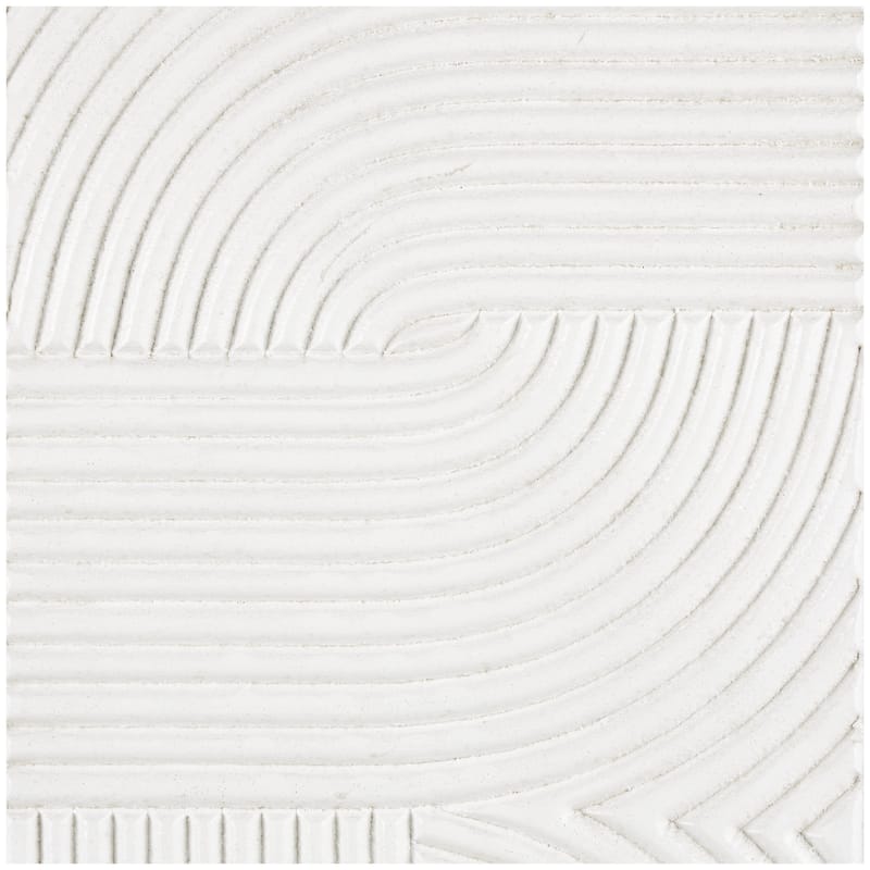 Wooden Geometric Handmade Carved Panel Home Wall Decor with Looped Sand Art Design- Black or White - CosmoLiving by Cosmopolitan