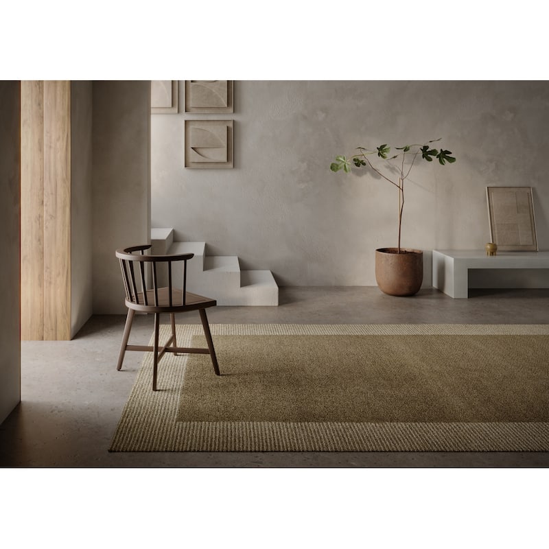 Momeni Everett Border Design Hand Tufted Wool Area Rug - 8' x 10' - Taupe - Runner/Rectangle