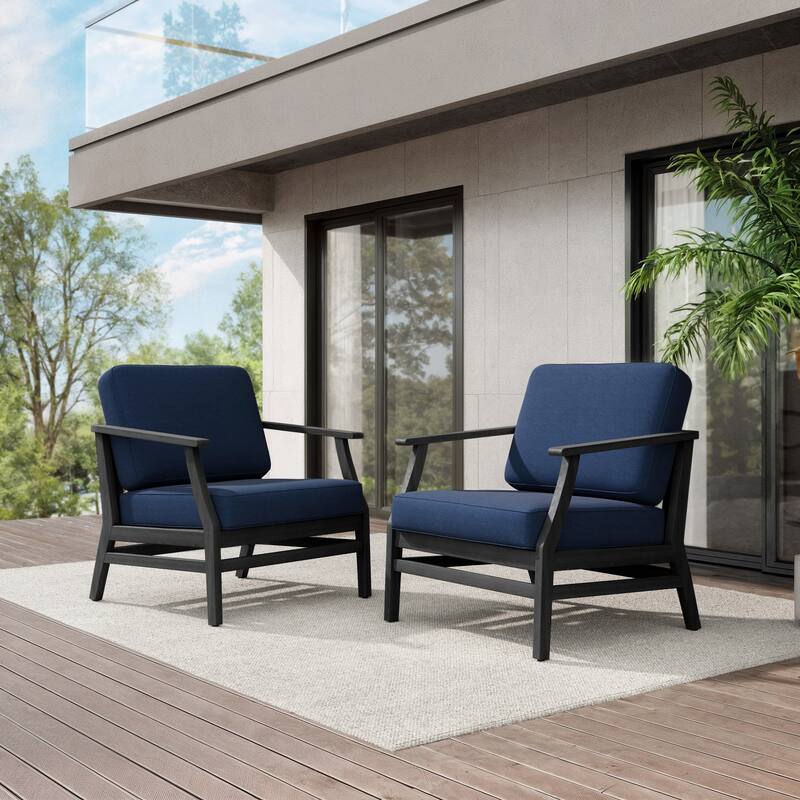 Teak Outdoor Patio Club Chairs Loveseat with Cushions