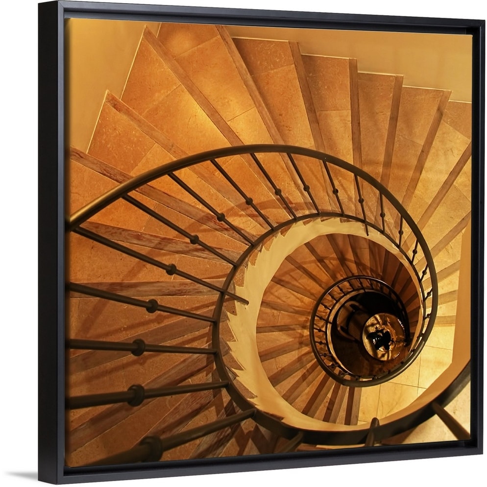 Spiral Staircase Black Float Frame Canvas Art Overstock Spiral Staircase Black Float Frame Canvas Art Overstock