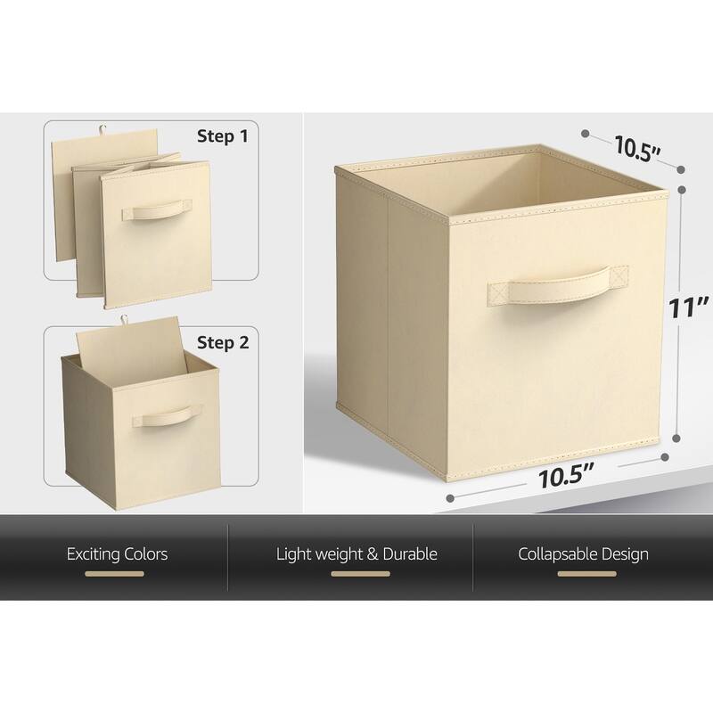 Sorbus Fabric Storage Bins 11" Foldable Cubes With Handles For Pantry, Cubbies, Toy And Closet Shelving Organization - 8Pk