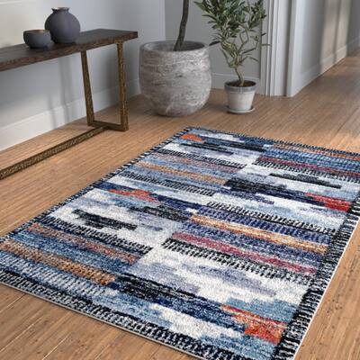 Black and White Polyester Area Rug 8x10 - 8' x 10'