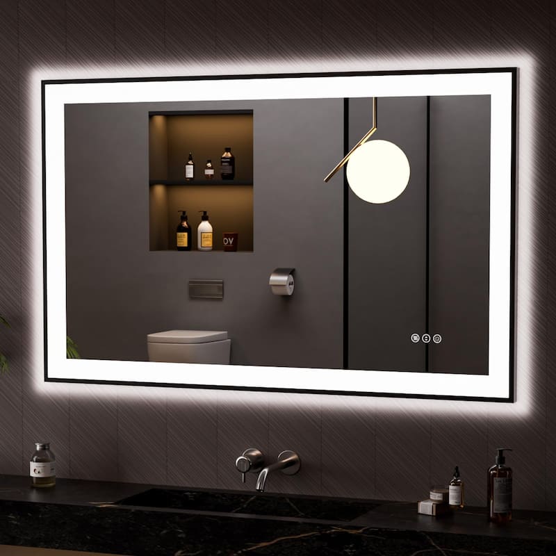 48x30 Inch Frameless LED Bathroom Mirror,Smart Mirror - White