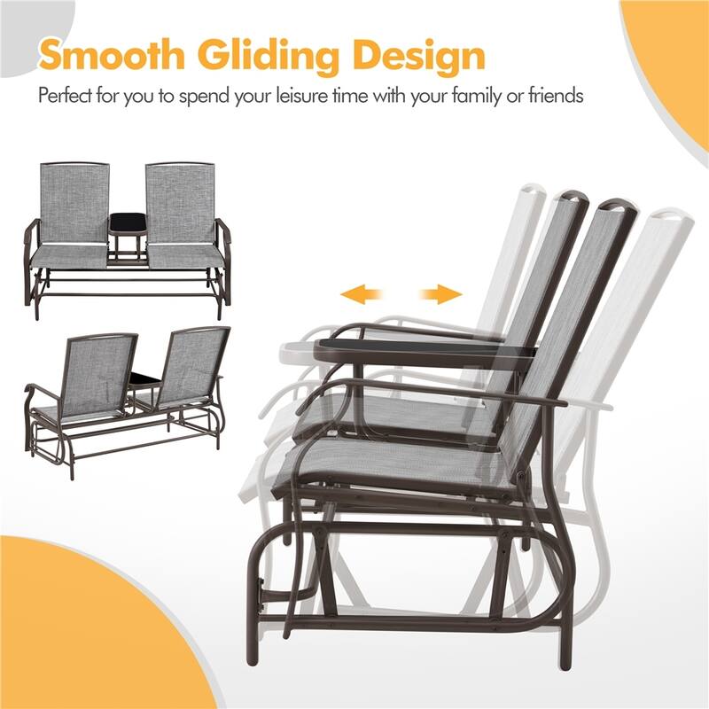 Yaheetech 2-Seater Glider Bench with Fabric and Steel for Outdoor