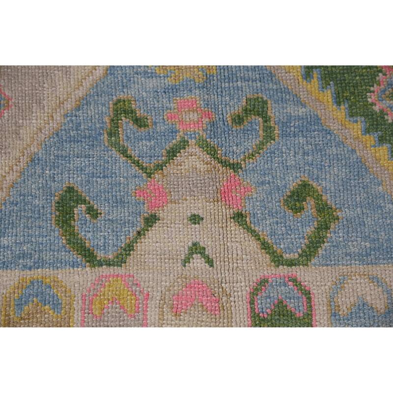 Hand Knotted Oriental 100% Wool Carpet Transitional Geometric Navy Blue & Blues Oushak Area Rug - 10' 10'' X 8' 6''