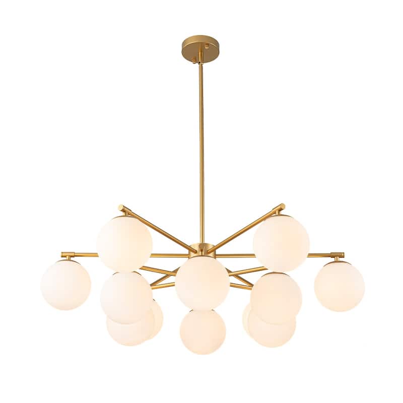 Mid-Century Tiered Milky Glass Globe Sputnik Bubble Ceiling Light
