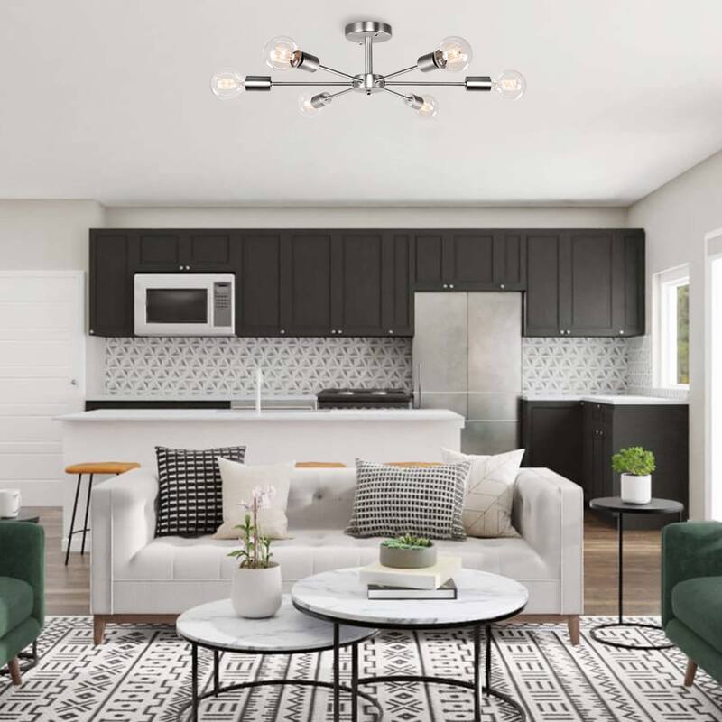 6 - Light Modern Metal Sputnik Semi-Flush Mount Lighting