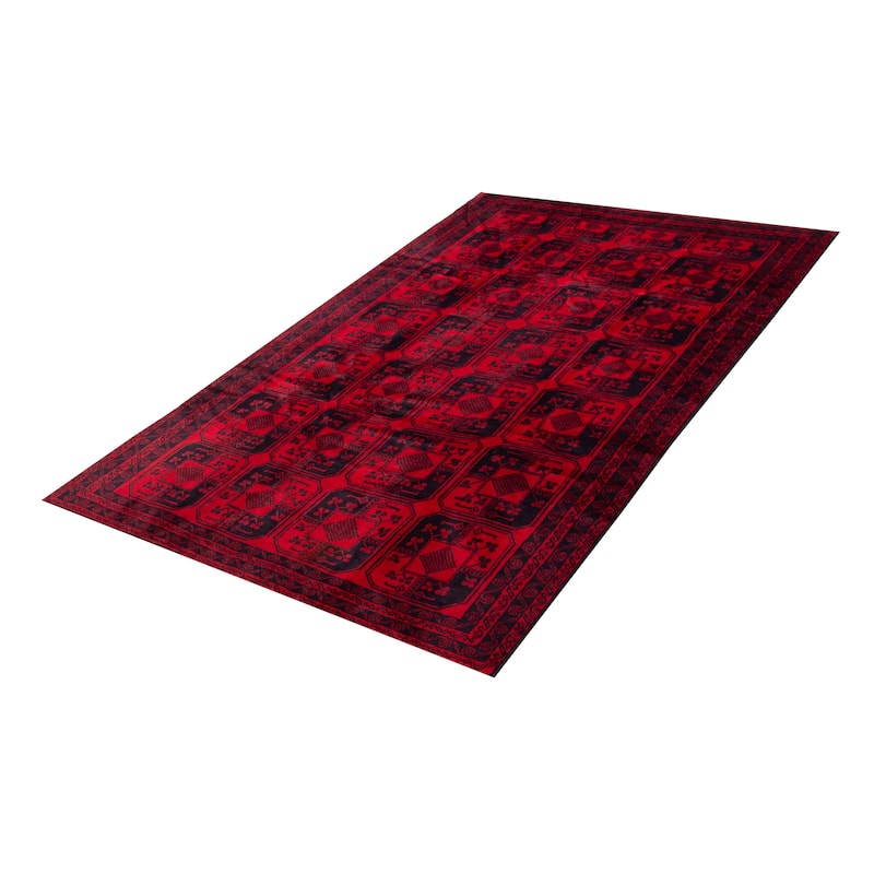 ECARPETGALLERY Hand-knotted Teimani Red Wool Rug - 6'3 x 9'8