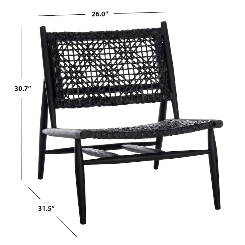 SAFAVIEH Bandelier Open Leather Weave Squared Accent Chair. - 26" W x 32" D x 31" H