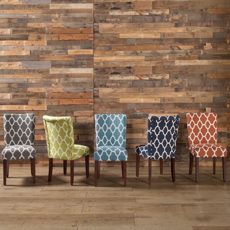 HomePop Classic Parsons Dining Chair - Geo Brights Teal (Set of 2)