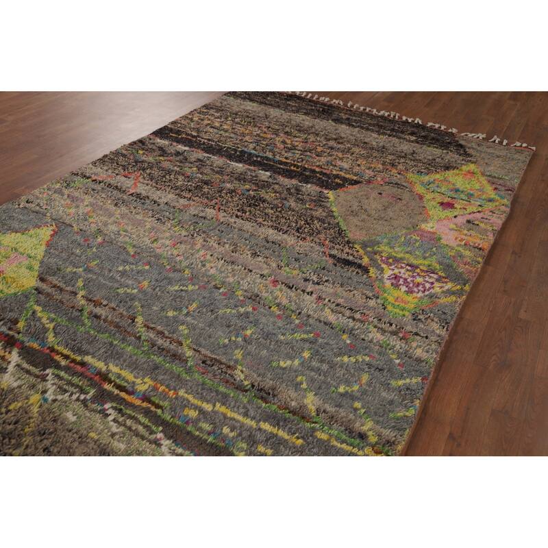 Plush Moroccan Style Area Rug Handmade Oriental Wool Carpet - 5'9" x 9'7"