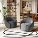 preview thumbnail 61 of 80, 34" Wide 2 Set Velvet/ Boucle Barrel Swivel Chair Grey-Velvet