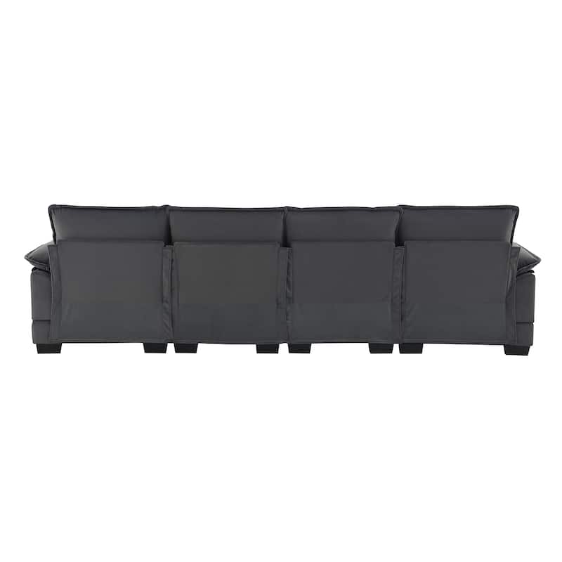 Gray Velvet Modern 6-Seat Modular U-Shaped Sleeper Sectional Sofa with Chaise