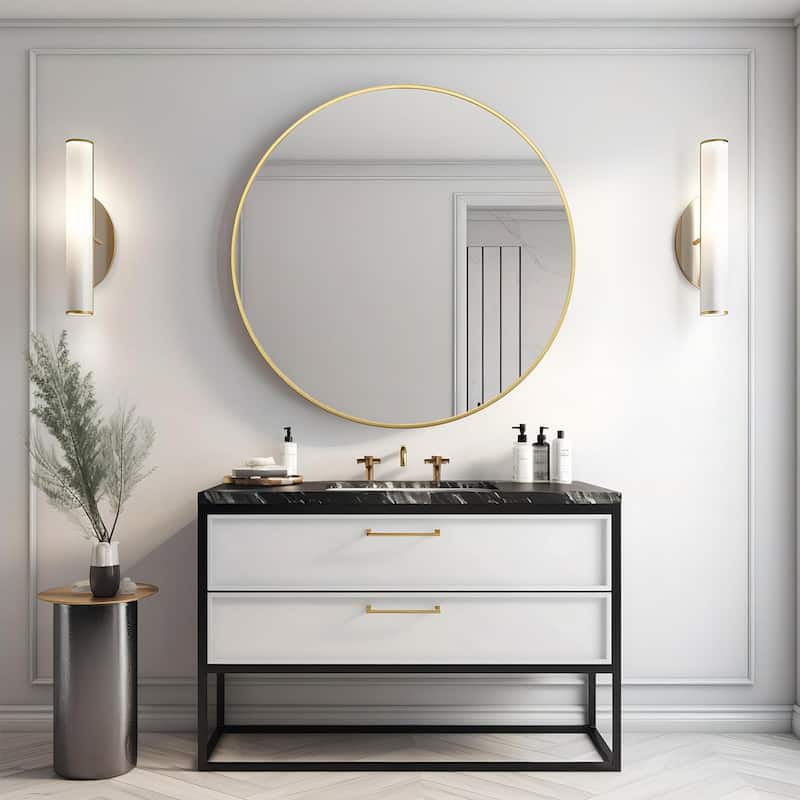 42 Inch Metal Framed Round Bathrrom Mirror 