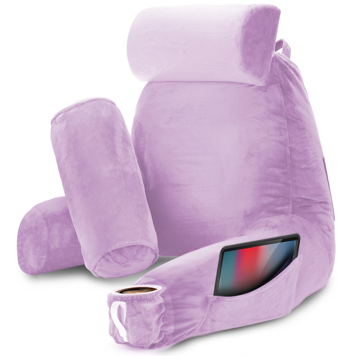 Bed rest pillow with 2025 arms and cup holder