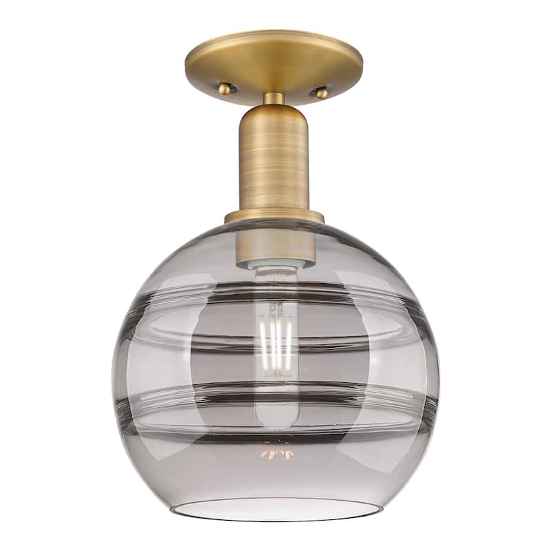 Innovations Lighting Endless Possibilities Arcadia - Rochester - 1 Light 8" Semi-Flush Mount - Brushed Brass/Light Smoke