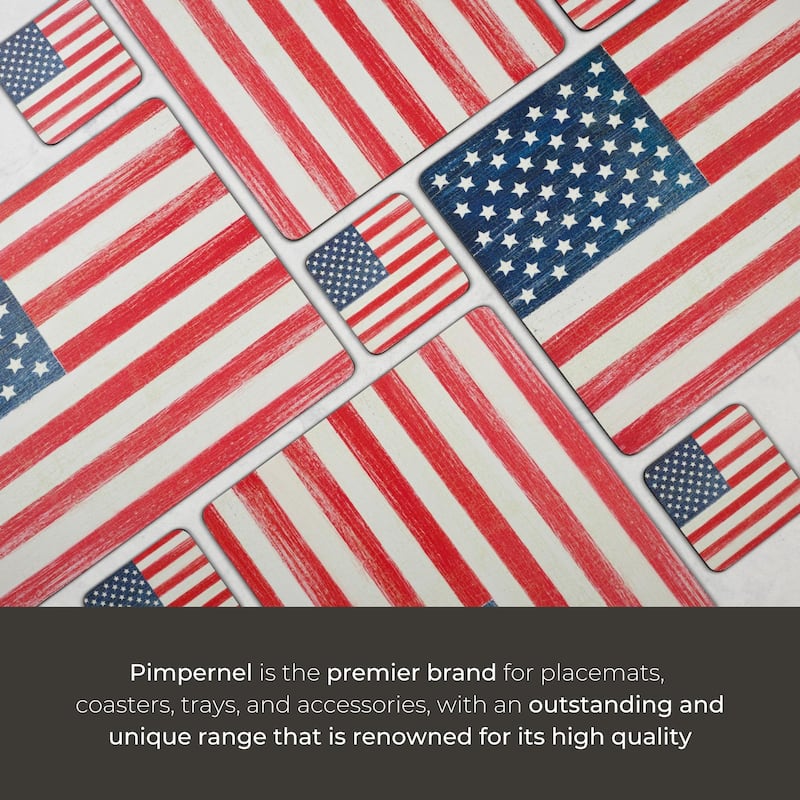 Pimpernel Set of 6 American Flag Coasters - 4 Inches Sq.