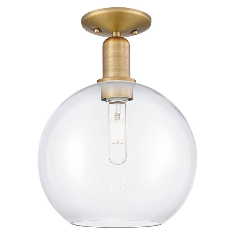 Innovations Lighting 716-1C-14-10 Athens Semi-Flush Athens 10" Wide - Brushed Brass / Clear