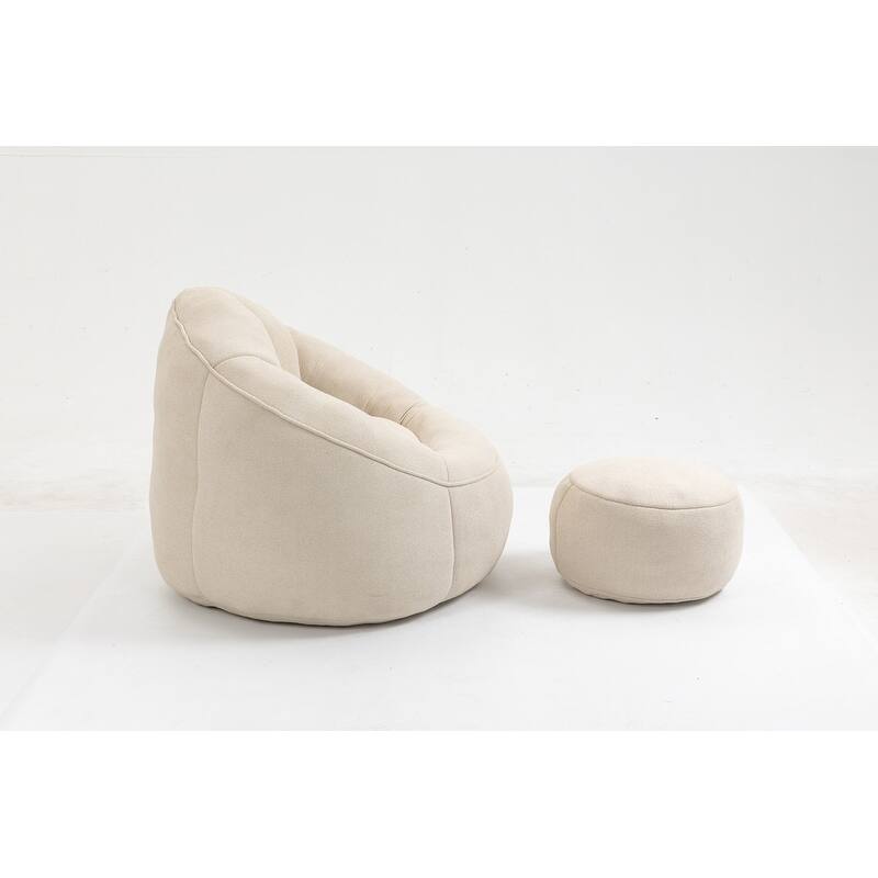 Bean Bag Chair w/Foot Stool in Multiple Colors, Giant Foam-Filled Furniture-Maximum Comfort Bean Bag