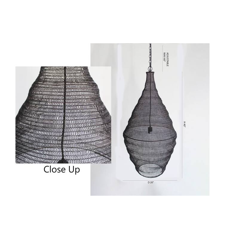 1-Light Satin Black Powder Coat Chain Basket Light