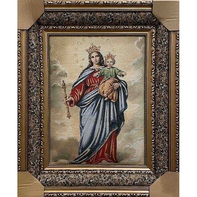 Baby Jesus And Mary Framed Tapestry