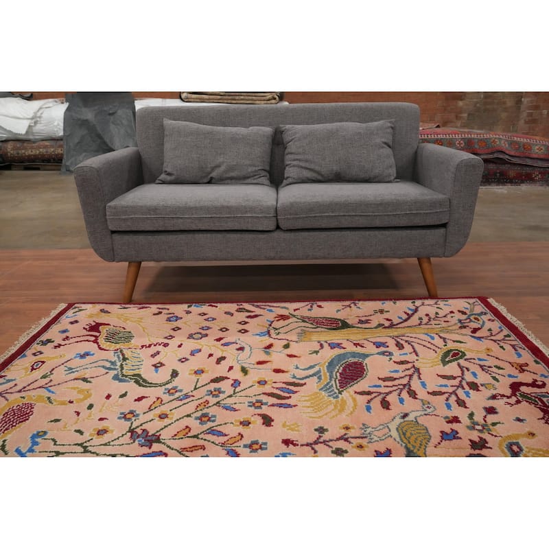 Hand Knotted Oriental 100% Wool Carpet Traditional Floral Pink Ziegler Area Rug - 6' 0'' X 3' 11''