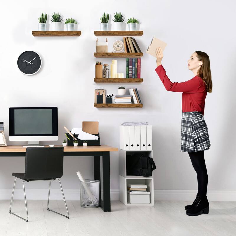 Sorbus Floating Shelves, Wall Mounted for Home Decor, 16.25 in. W x 5.5 in. D MDF Wood Decorative Wall Shelf (Set of 5)