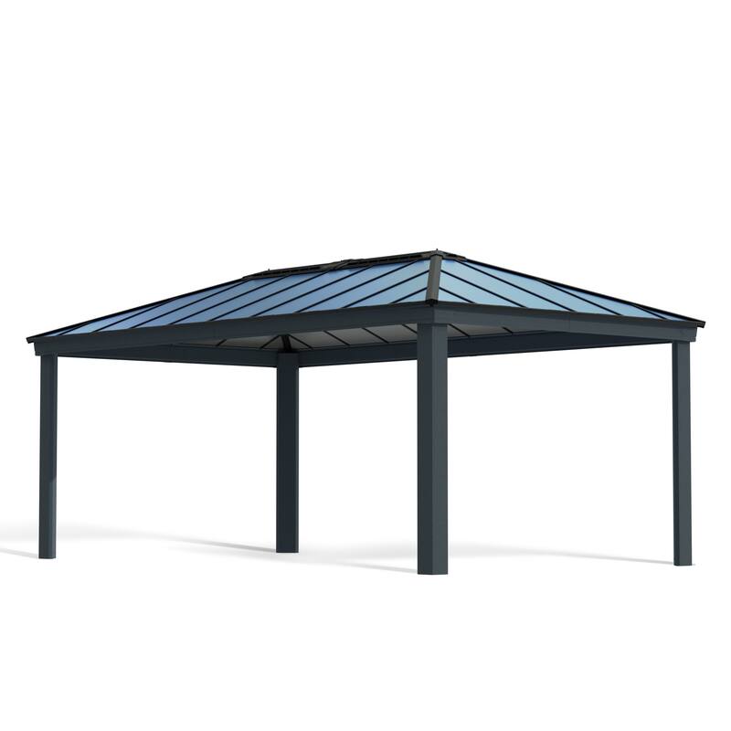 Dallas Gray/Gray Opaque Outdoor Gazebo with Insulating and Sleek Roof Design