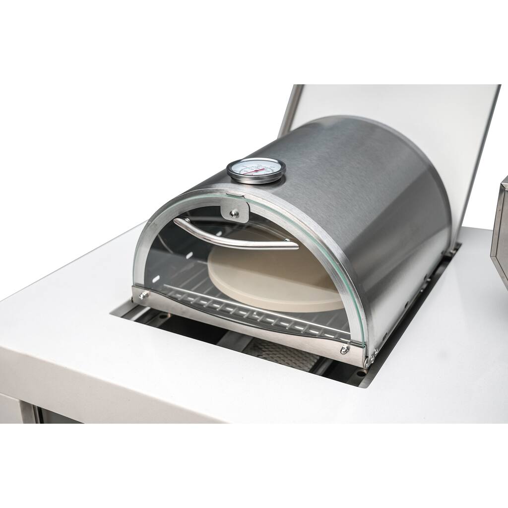 Mont Alpi MASBP Universal Stainless Steel Compact Side Burner Pizza Oven with Built-in Thermometer, Glass Door and Pizza Stone