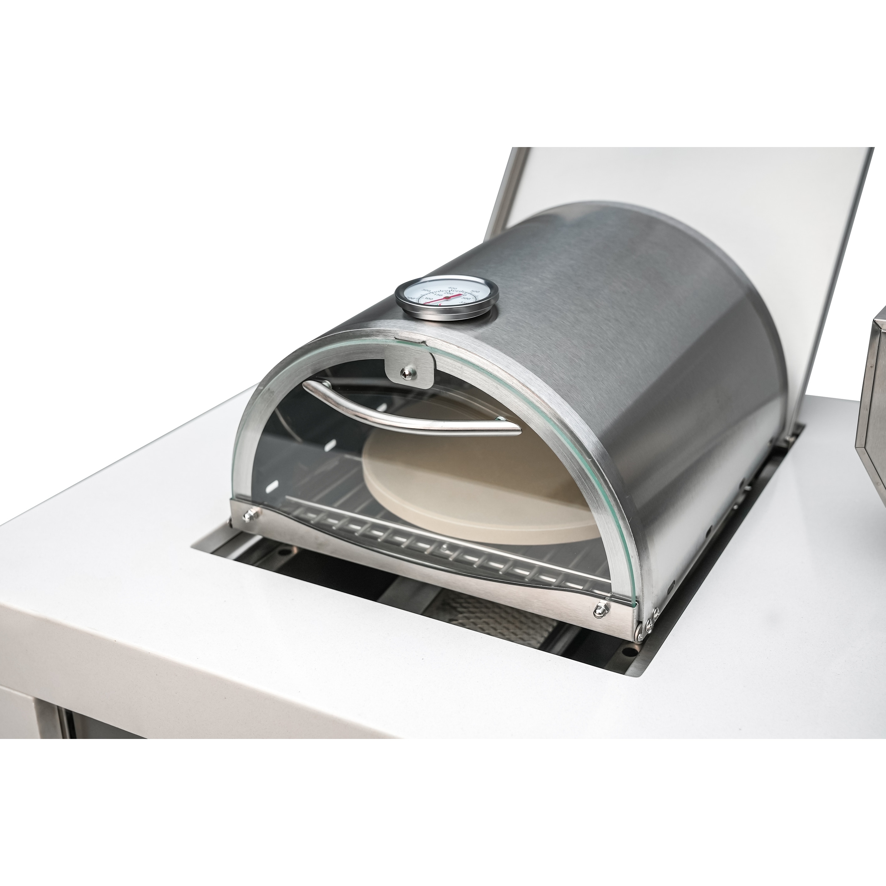 Mont Alpi MASBP Universal Stainless Steel Compact Side Burner Pizza Oven with Built-in Thermometer, Glass Door and Pizza Stone
