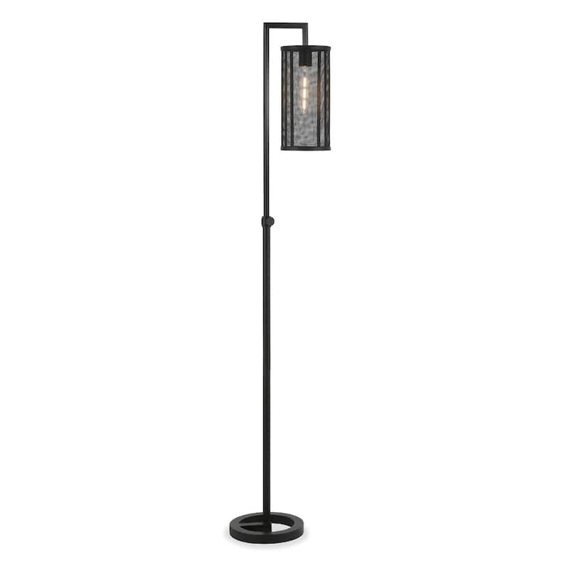 69” Black Industrial Floor Lamp with Metal Mesh Shade and Foot Switch for Bedroom and Living Room - 69”H x 15”W x 10”D