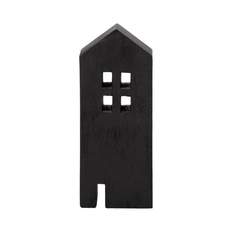 Modern Mango Wood House-Shaped Decorative Object Sculptural Figurine