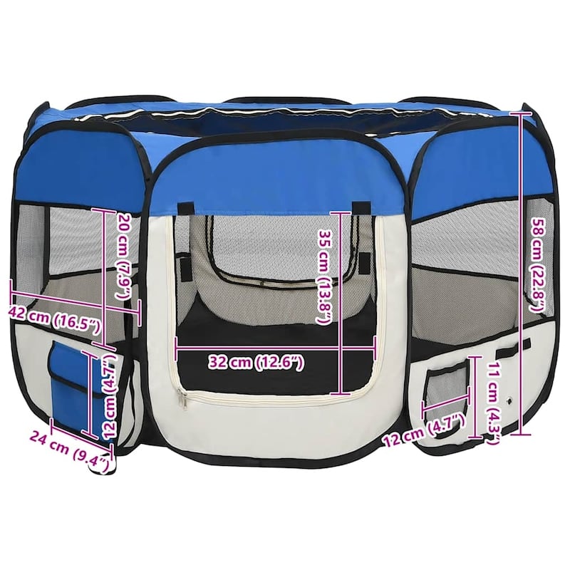 vidaXL Foldable Dog Playpen with Carrying Bag Dog Kennel Puppy Run Playpen