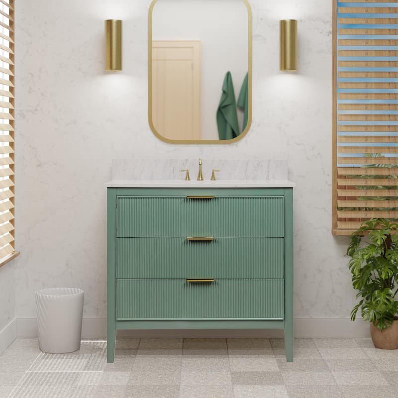 Evelyn 36-inch Vanity with Engineered Marble Top - Sage Green