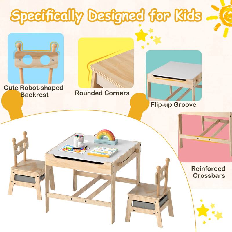 Costway Kids Table and Chairs Set 4 in 1 Children Activity Table with - See Details