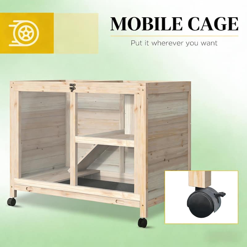 Bunny Cage,Small Rabbit Hutch,Spacious Pet House is designed for convenient cleaning - Natural