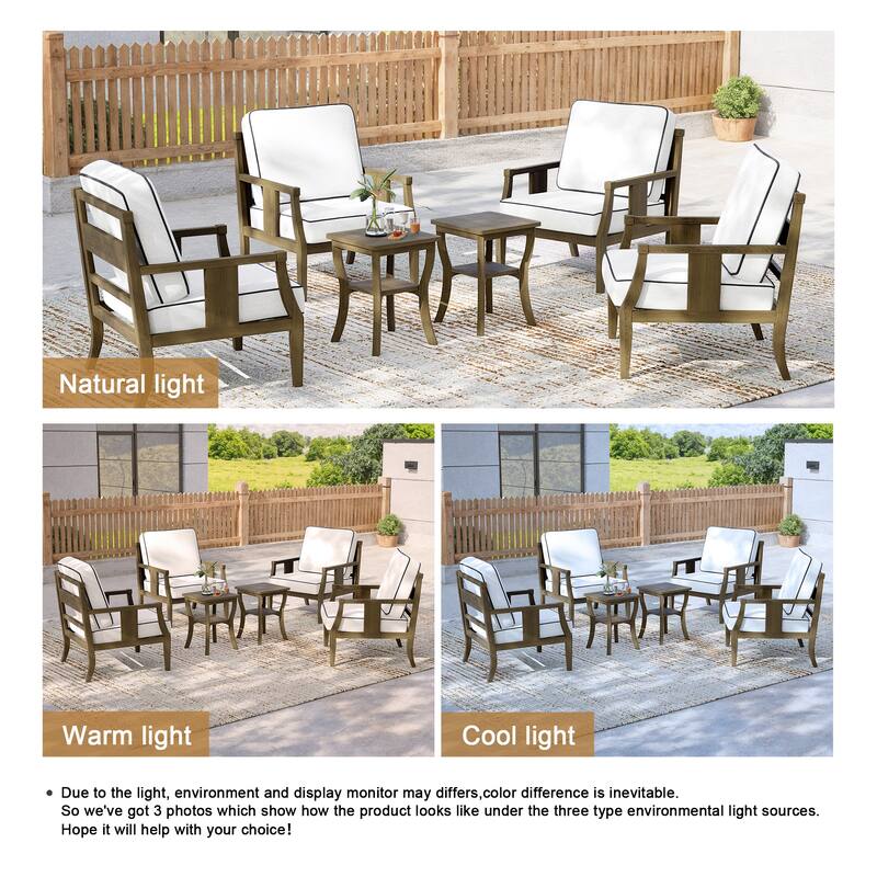 6-piece Outdoor Teak Seating Set Club Chairs with Cushions