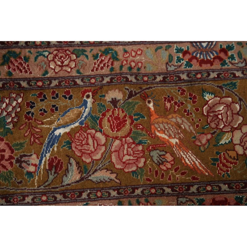 Vegetable Dye Tabriz Persian Area Rug Handmade Silk & Wool Carpet - 6'7" x 9'10"