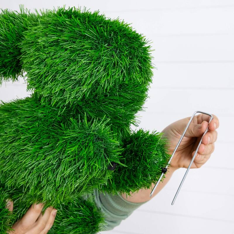 14-in UV Resistant Artificial Grass Garden Plush Topiary Bunny Rabbit - Green