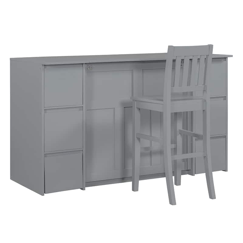 Twin Size Murphy Bed with Drawers, Cabinets & USB Ports