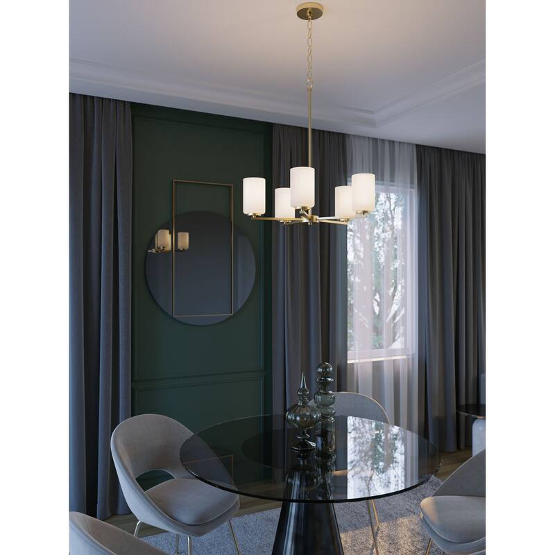 AFX Leo 5-Light Med Base Chandelier - Light Antique Brass