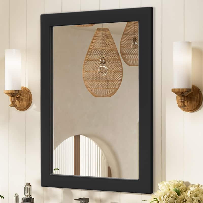 Farmhouse Style Wooden Square Mirror, Pastoral Style in The Bathroom