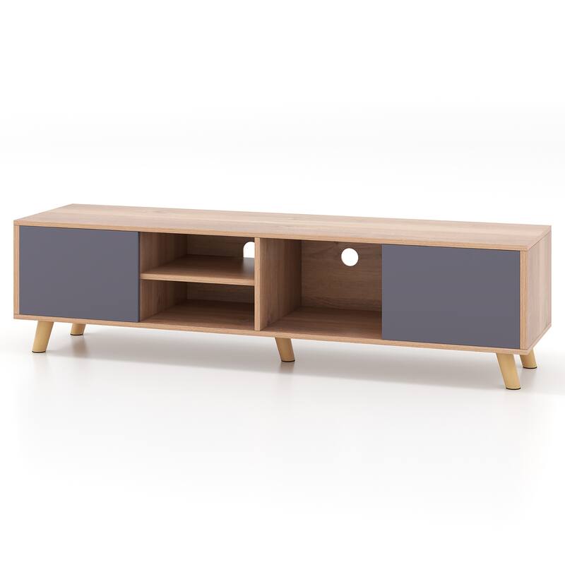 Gymax TV Stand for TVs up to 65'' Modern Rustic TV Cabinet w/ Open - See Details