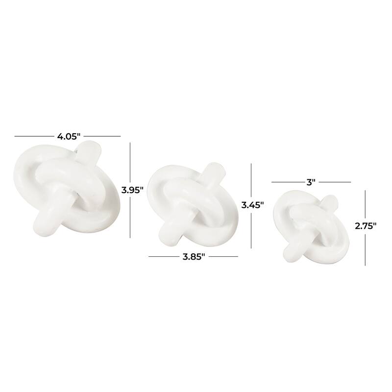 CosmoLiving by Cosmopolitan Black or White Resin Knot Inspired Geometric Sculpture (Set of 3)