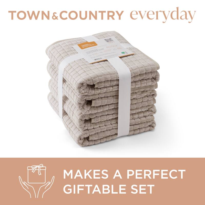 TOWN & COUNTRY EVERYDAY 6-Piece Textured Windowpane Set, 2 Bath, 2 Hand, 2 Wash, 100% Cotton