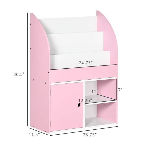 dimension image slide 1 of 2, Multi-Purpose Kids Toy Storage Organizer Bookshelf with Cabinet