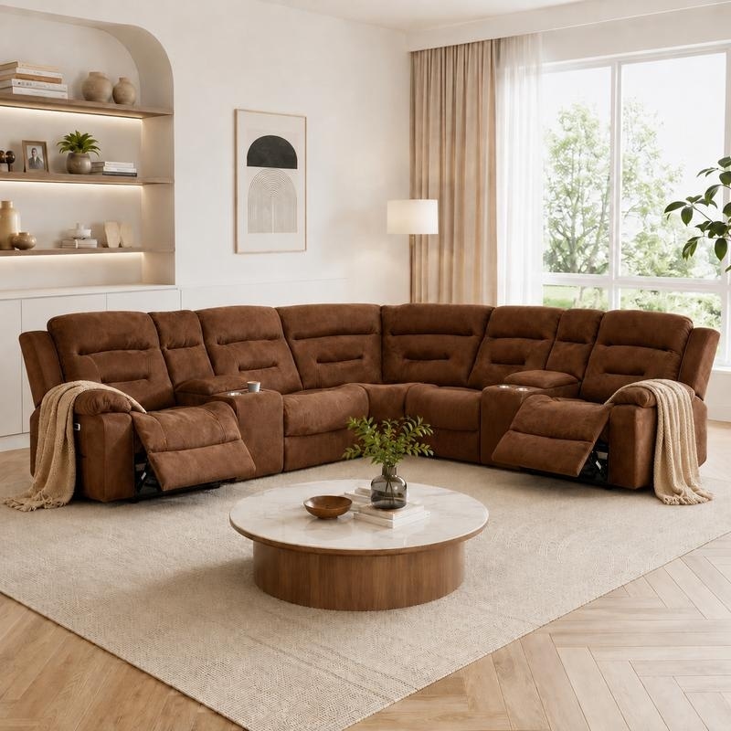 109" Fabric Power Reclining Sectional Sofa with Storage and USB Ports
