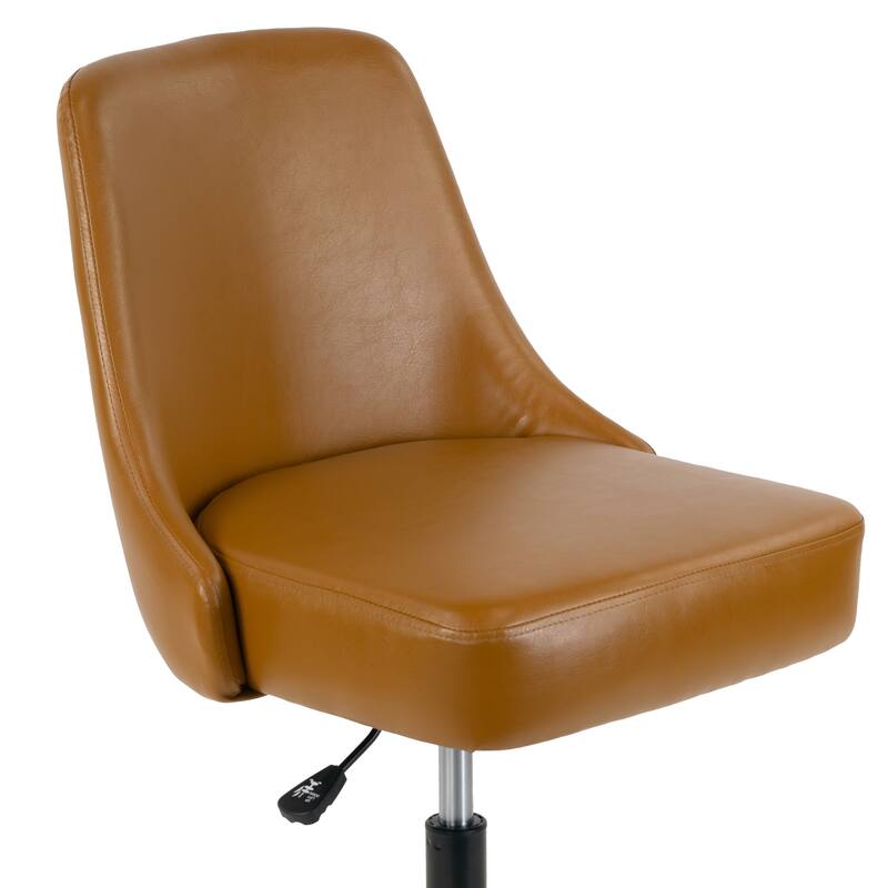 Aurica Light Brown Faux Leather Adjustable Height Swivel Office Chair